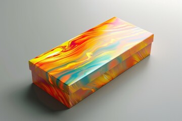 Poster - A decorative box with vibrant colors and patterns sits atop a table, perfect for use in interior design or product photography