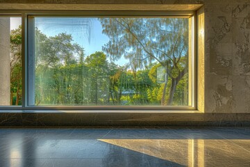 Fototapete - View of trees from inside a building