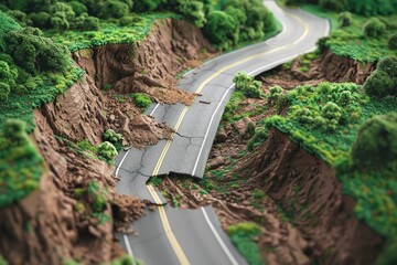 Aufkleber - A scenic view of a winding road through mountains with lush greenery and blue sky