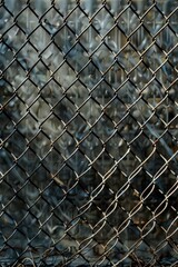 Poster - A close-up view of a chain link fence with a textured and rusted appearance