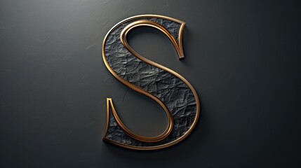 Poster - A single metal letter S sits on a black surface