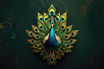 Poster - A vibrant peacock displays its colorful feathers