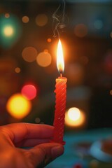 Poster - A person holds a lit candle in their hand, perfect for use in scenes of introspection or contemplation