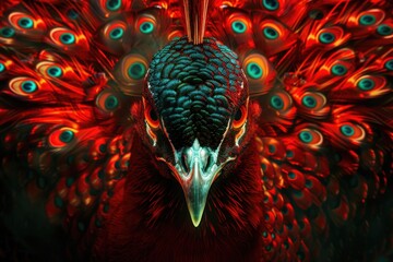 Poster - A vibrant bird's plumage in sharp focus