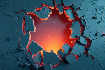 Poster - A cracked section of wall with a hole in it