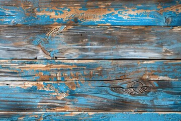 Poster - A close-up shot of a wooden wall showing peeling paint, great for interior design or DIY projects