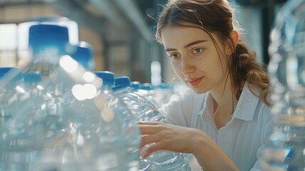 Poster - A person examining a plastic water bottle