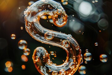 Aufkleber - A detailed view of the letter S made from flowing liquid, useful for design and creative projects
