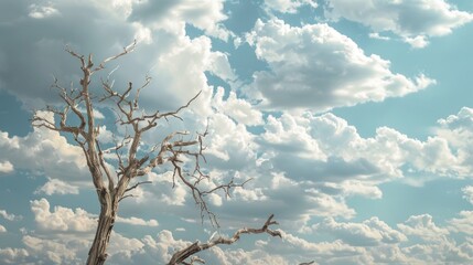 Aufkleber - A single dead tree standing alone in a green field with no surrounding vegetation