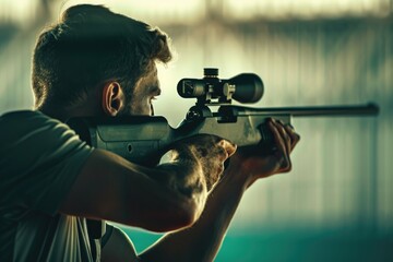 Poster - A person holding a rifle, great for use as a prop or adding action to your scene