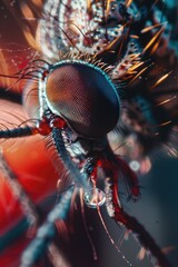 Poster - A close-up view of a fly's face with a blurry background