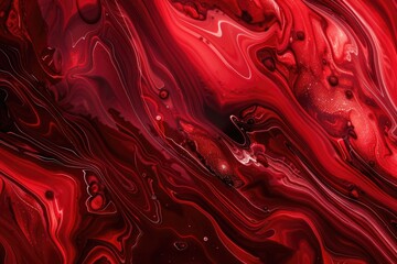 Poster - A detailed view of a vibrant red and black liquid painting, perfect for art or design projects