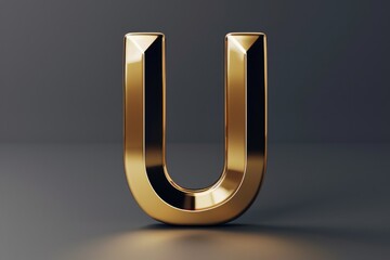 Aufkleber - A simple golden letter U icon on a gray background