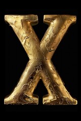 Poster - A simple yet elegant design featuring a gold letter X on a black background, ideal for use in branding or graphic design projects