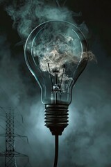 Aufkleber - A light bulb with smoke emerging from it