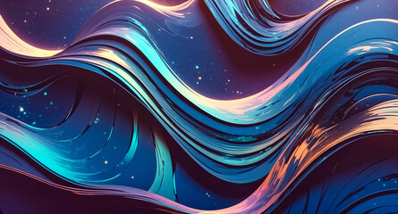 Poster - Abstract Wavy Background with Blue and Pink Hues