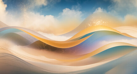 Sticker - Abstract Waves and Clouds in a Dreamy Landscape