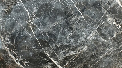 Poster - Marble surface featuring detailed gray veins and a high-gloss polished finish