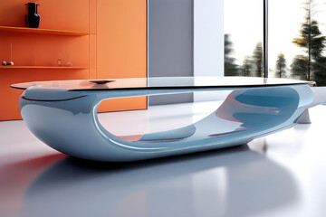 Wall Mural - Futuristic furniture design in modern interior. Glass and chrome details.