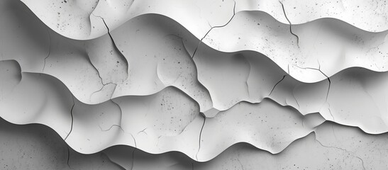 Wall Mural - Abstract gray grey white 3d concrete cement texture wall texture background wallpaper banner with waves, Generative AI