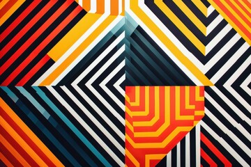 Wall Mural - abstract op art background with geometric patterns and vibrant colors aigenerated