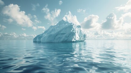 Large iceberg floating in calm ocean waters