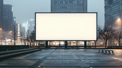 A big digital screen for outdoor media with a blank advertising mockup in an urban city