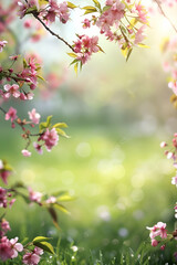 Naklejka na meble Cherry blossom tree blooming with pink flowers in the sun
