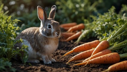 A short story about a curious rabbit exploring a garden of vibrant carrots ai_generated