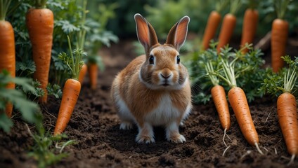 A short story about a curious rabbit exploring a garden of vibrant carrots ai_generated