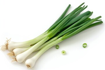Wall Mural - Green onion isolated on white background