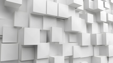 Random shifted white cube boxes block background wallpaper banner with copy space. 