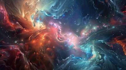 Wall Mural - An abstract representation of the universe with galaxies, stars, and cosmic energy, evoking a sense of wonder and infinity.