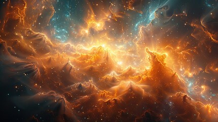 Wall Mural - An abstract representation of the universe with galaxies, stars, and cosmic energy, evoking a sense of wonder and infinity.
