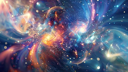 Wall Mural - An abstract representation of the universe with galaxies, stars, and cosmic energy, evoking a sense of wonder and infinity.