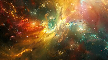 Wall Mural - An abstract representation of the universe with galaxies, stars, and cosmic energy, evoking a sense of wonder and infinity.