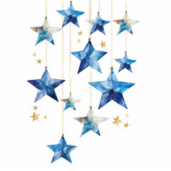 Wall Mural - there are many blue and white stars hanging from the ceiling