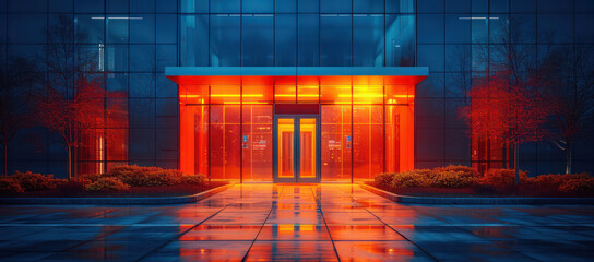 Poster - Light From Building Windows at Night extreme closeup. Generative AI