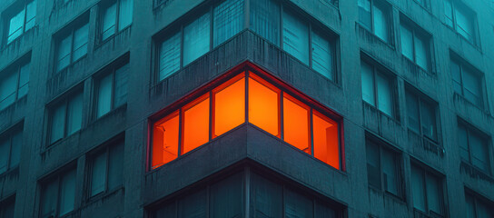 Poster - Light From Building Windows at Night extreme closeup. Generative AI
