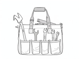 Outline of an Unoccupied Tool Bag Against a Pure White Background for Handy Storage