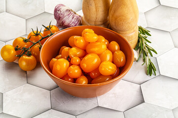 Wall Mural - Marinated natural yellow cherry tomato