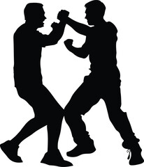 2 Man Fighting Vector Art Illustration