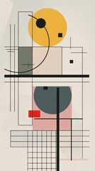 Wall Mural - Modern minimalist background with geometric elements and shapes.