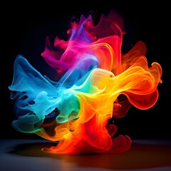 Wall Mural - colorful smoke on black a background 