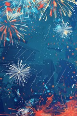 Wall Mural - Illustrated banner with fireworks for Patriot Day.