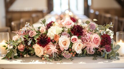 Poster - Wedding table flowers for the bride and groom