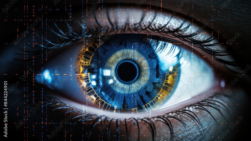 Allogram Vision photograph of a 3D hologram of a human eye with various common eye ...