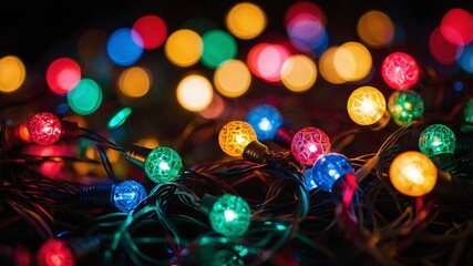 colorful Christmas lights bokeh effect background