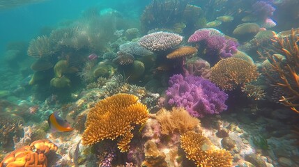 Canvas Print - Diving in the Sea with Colorful Corals