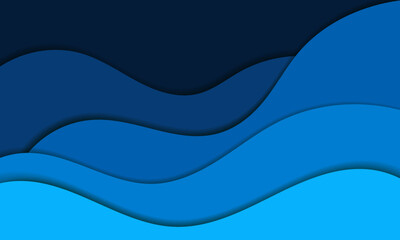 Wall Mural - Abstract blue modern wave papercut style background